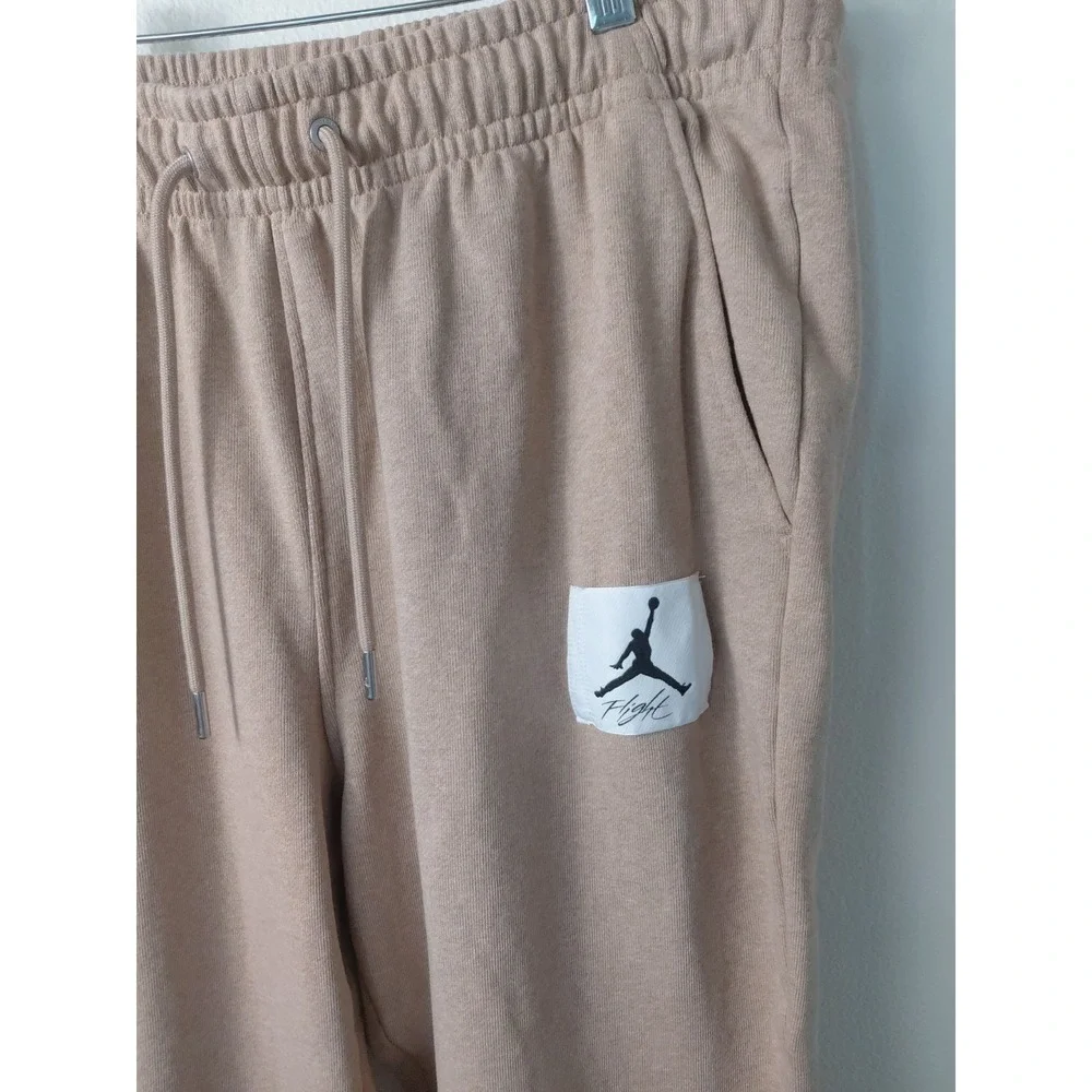Nike Air Jordan Flight Cuffed Joggers Pants Mens Sz M Hemp Beige DQ7468-201
